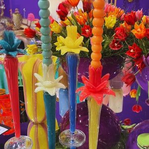 Abhika <br>Dax Flower Candle Holder Blue/Yellow (L) - Image 3