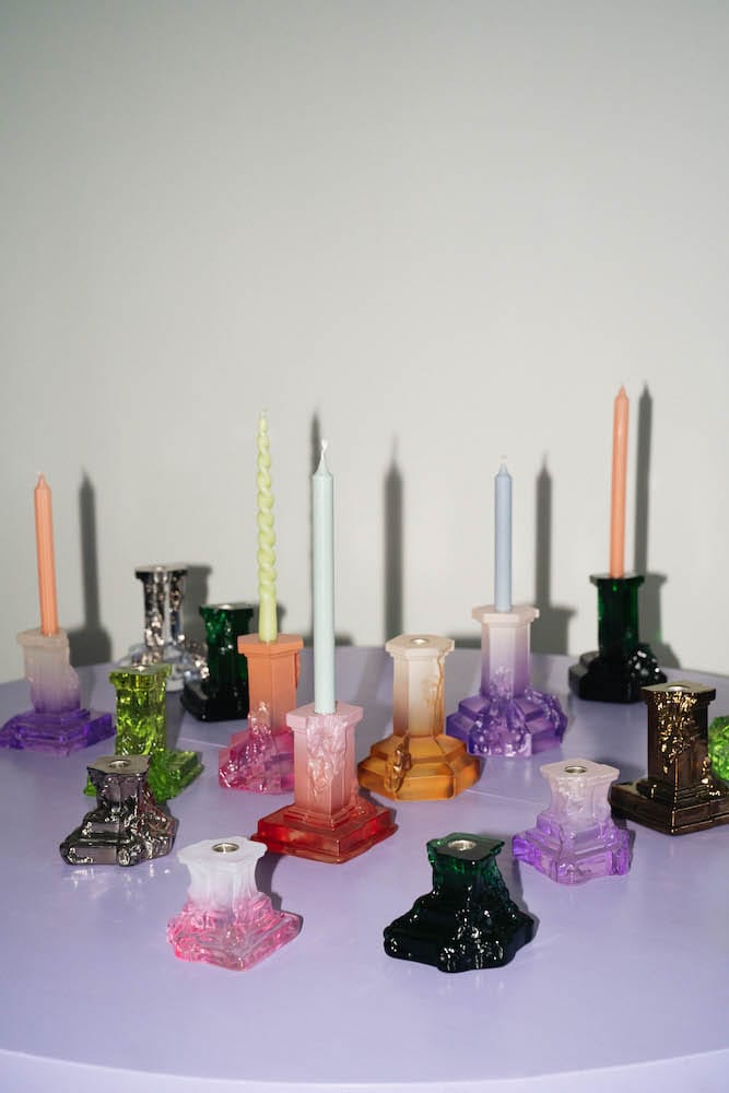 Kosta Boda <br>Rocky Baroque Crystal Candlestand Lilac M - Image 5