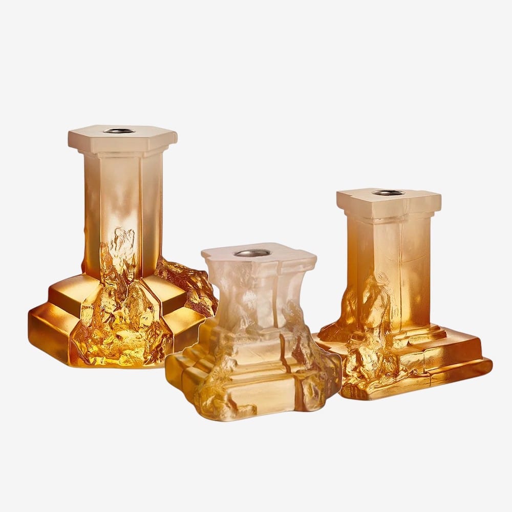 Kosta Boda <br>Rocky Baroque Crystal Candlestand  Amber M - Image 2