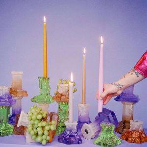 Kosta Boda <br>Rocky Baroque Crystal Candlestand  Amber M - Image 5