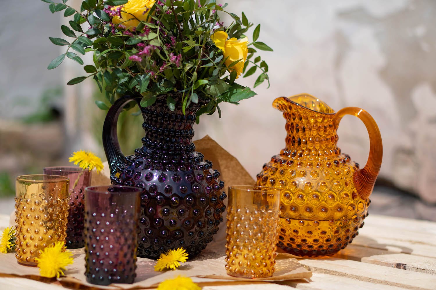 Klimchi <br>Amber Hobnail Tumblers (set of 2) - Image 3