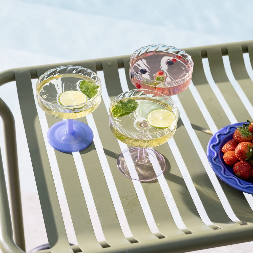 &Klevering <br>Coupe Twirl Glass Blue - Set of 2 - Image 3