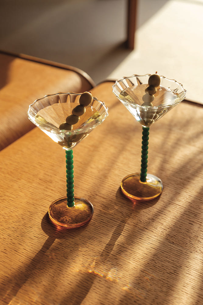 &Klevering <br>Coupe Perle Glass Green - Set of 2 - Image 2