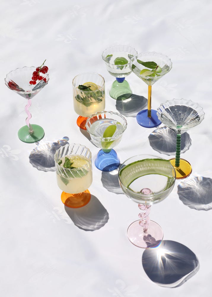 &Klevering <br>Coupe Perle Glass Green - Set of 2 - Image 4