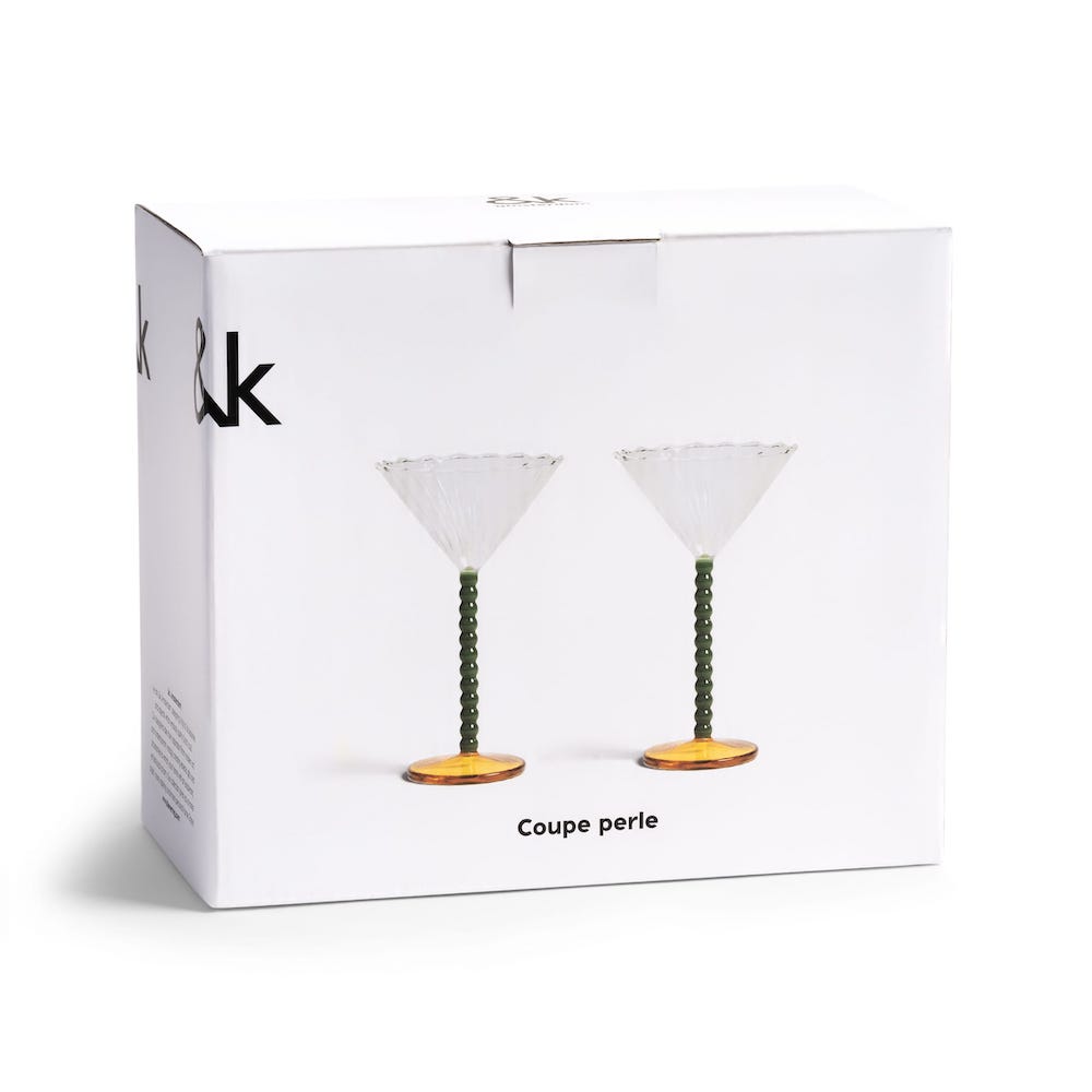 &Klevering <br>Coupe Perle Glass Green - Set of 2 - Image 6