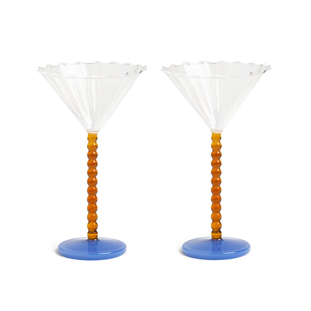&Klevering <br>Coupe Perle Glass Amber - Set of 2