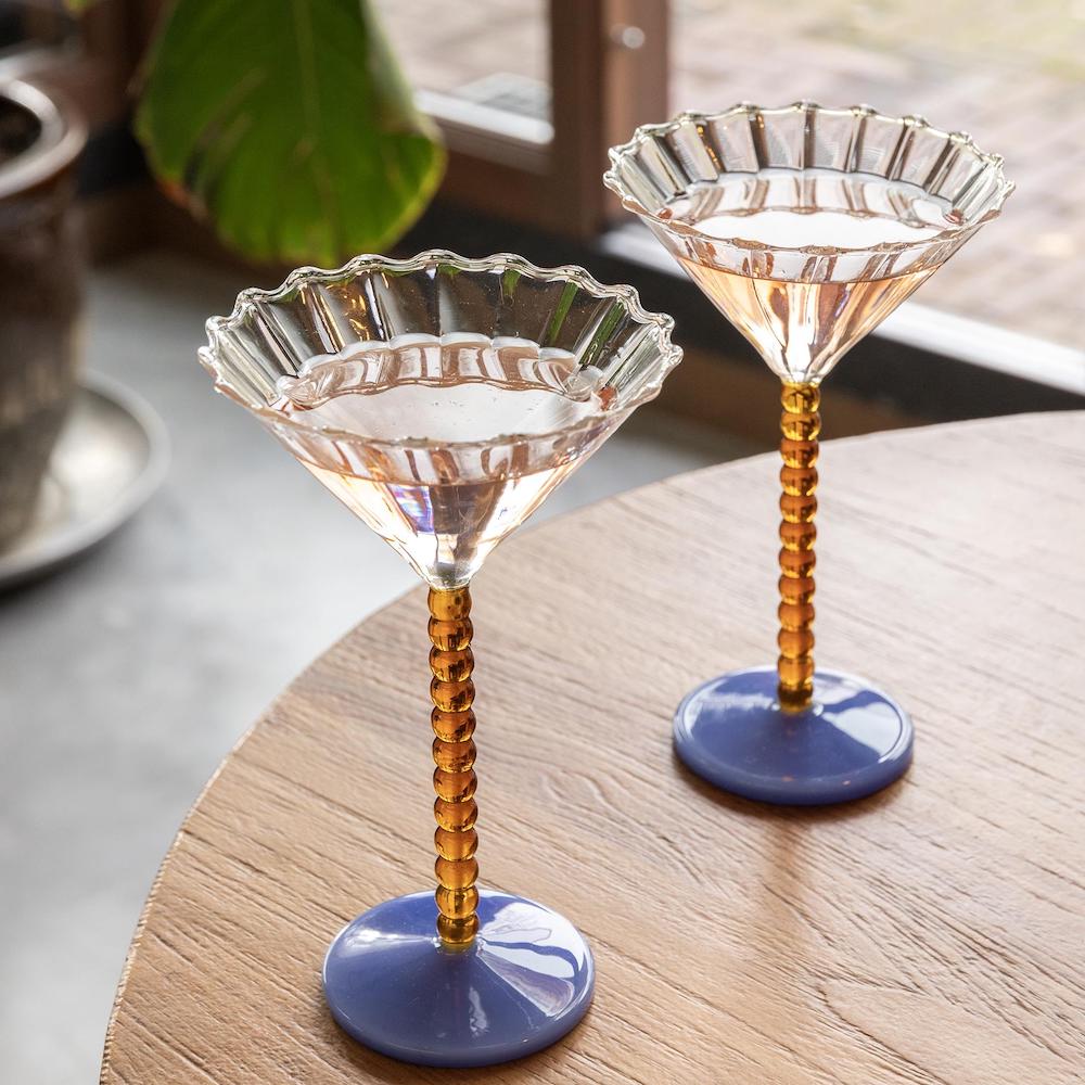 &Klevering <br>Coupe Perle Glass Amber - Set of 2 - Image 2