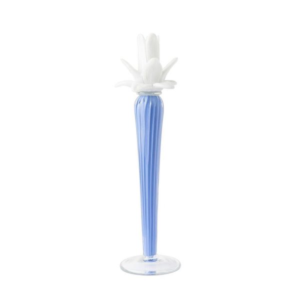 Abhika <br> Dax Flower Candle Holder Blue/ White (M)