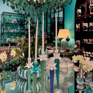 Abhika <br> Dax Flower Candle Holder Green/ White (L) - Image 3