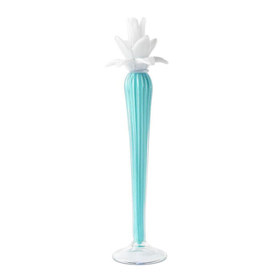 Abhika <br> Dax Flower Candle Holder Turquoise/ White (L)
