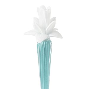 Abhika <br> Dax Flower Candle Holder Turquoise/ White (L) - Image 2