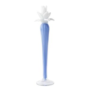 Abhika <br> Dax Flower Candle Holder Blue/ White (L)
