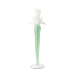 Abhika <br> Dax Flower Candle Holder Green/ White (M)