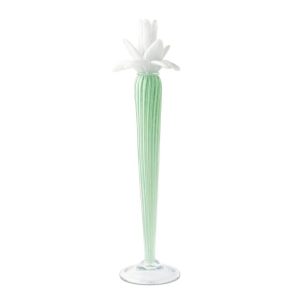 Abhika <br> Dax Flower Candle Holder Green/ White (L)