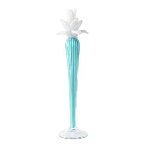 Abhika <br> Dax Flower Candle Holder Turquoise/ White (L)