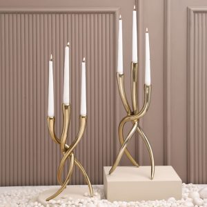 Objetto Home <br> Regalia Gold Tapered Candle Holder L