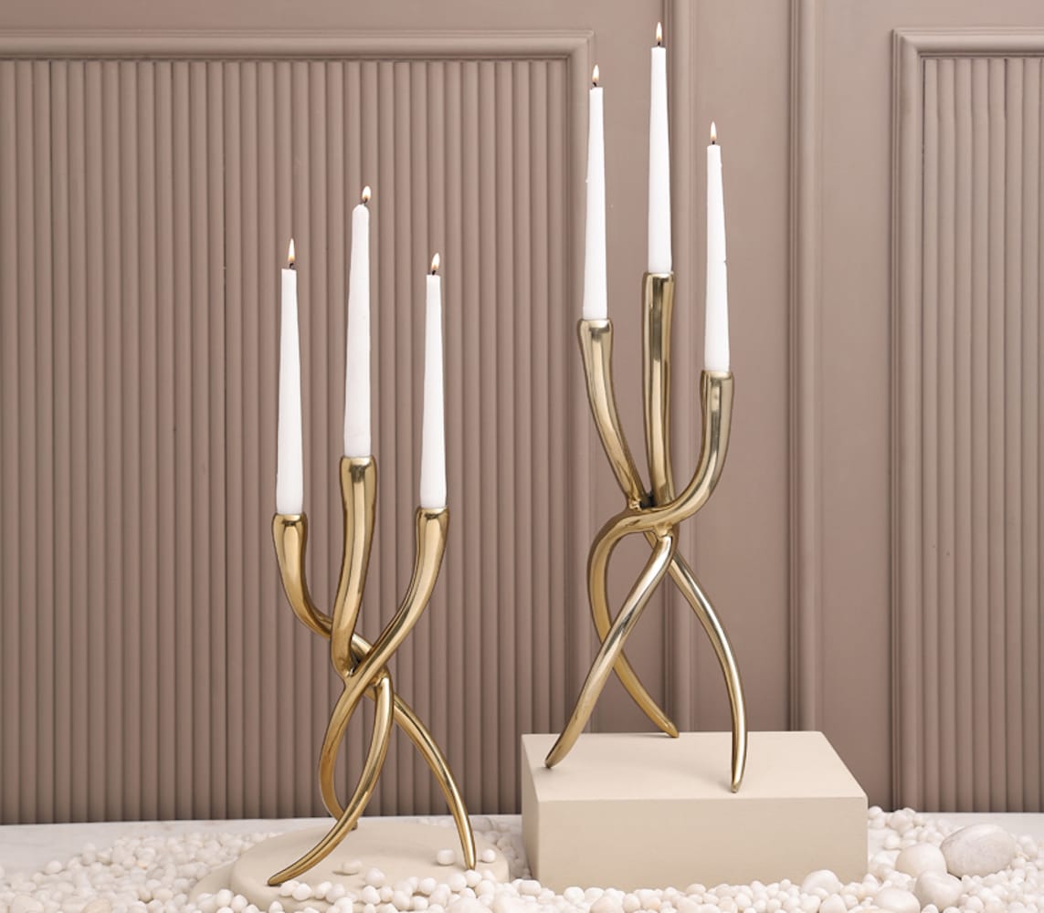Objetto Home <br> Regalia Gold Tapered Candle Holder L