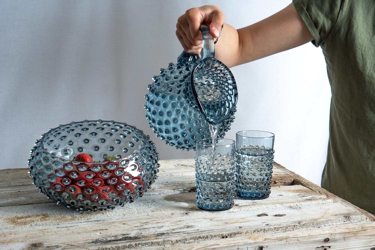Klimchi <br>Misty Blue Hobnail Tumblers (set of 4) - Image 3